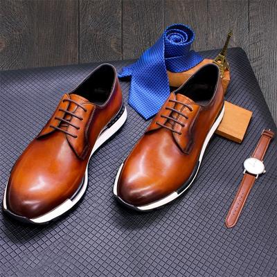 Mens Sneakers Genuine Leather Lace-Up Comfortable Daily Oxford Casual Shoes for Men Outdoor Walking Flat Footwear A33