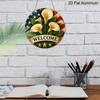 2D Flat 1pc, 8x8 in, Patriotic Welcome Sign - Round Aluminum Metal Wall Decor with American Flag & Calla Lilies, Garage, Cafe, Yard, Door - Perfect