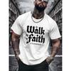 Unisex's T-Shirt, Casual Street Style, 'Walk by Faith 2 Corinthians 5:7' Religious Cross Print, Adult Unisex Fashion, Black, Daily Wear
