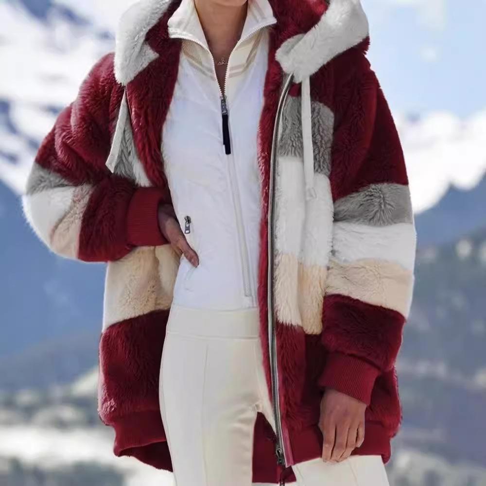 2025 Women's Autumn and Winter Loose Plush Multi-Color Hooded Jacket: Hot New Style.