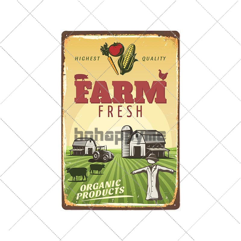 Farm Fresh Tin Sign Plaque Metal Vintage Farmhouse Decor Retro House Decoration Wall Poster 20x30 Cm