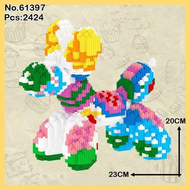 Small Particles Balloon Dog Connection Building Blocks DIY Assembled Colorful Mini Brick Toys Creative Birthday Gift Ornament