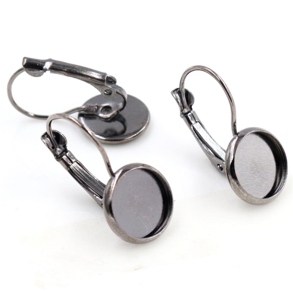 10mm 10pcs 9 Colors Plated French Lever Back Earrings Blank/Base,Fit 10mm Glass Cabochons,Buttons;Earring Bezels