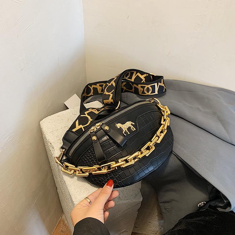 Vintage Crocodile Pattern Shoulder Bag for Women Zipper Small Bags Luxury Designer Travel Chest Bag