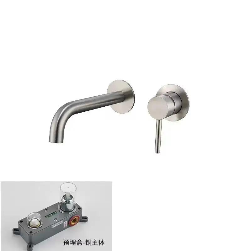 Wall Mounted Concealed Brass Bathroom Basin Faucets Embedded Cartridge Basin Mixer Sink Faucet Washbasin Tap Hot Cold Water Tap
