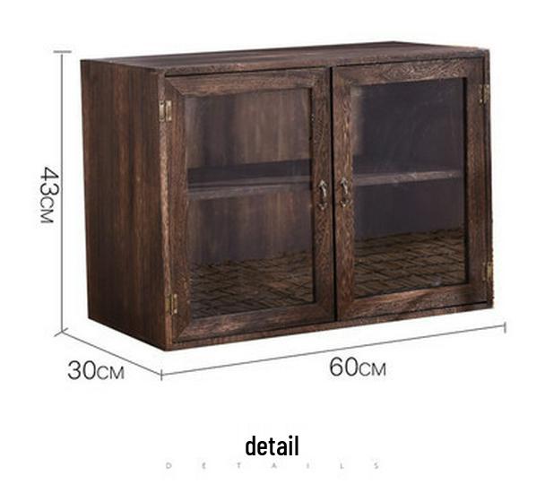 Solid Wood Tea Cup Display & Storage Shelf with Dustproof Glass