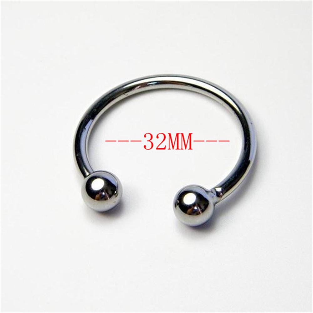 Metal Sex Toys Penis Ring Stainless Steel Lock Fine Ring Double Bead Ring C Ring Penis Ring Spike
