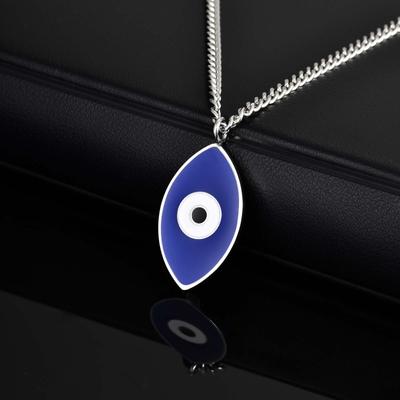 Evil Blue Eye Pendant Necklace for Men Stainless Steel Oval Lucky Eyes Necklace Personality Fashion Jewelry Gift Wholesale