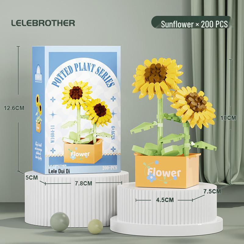 Preserved Flower Bonsai & Rose Succulent Building Blocks - Compatible with LEGO