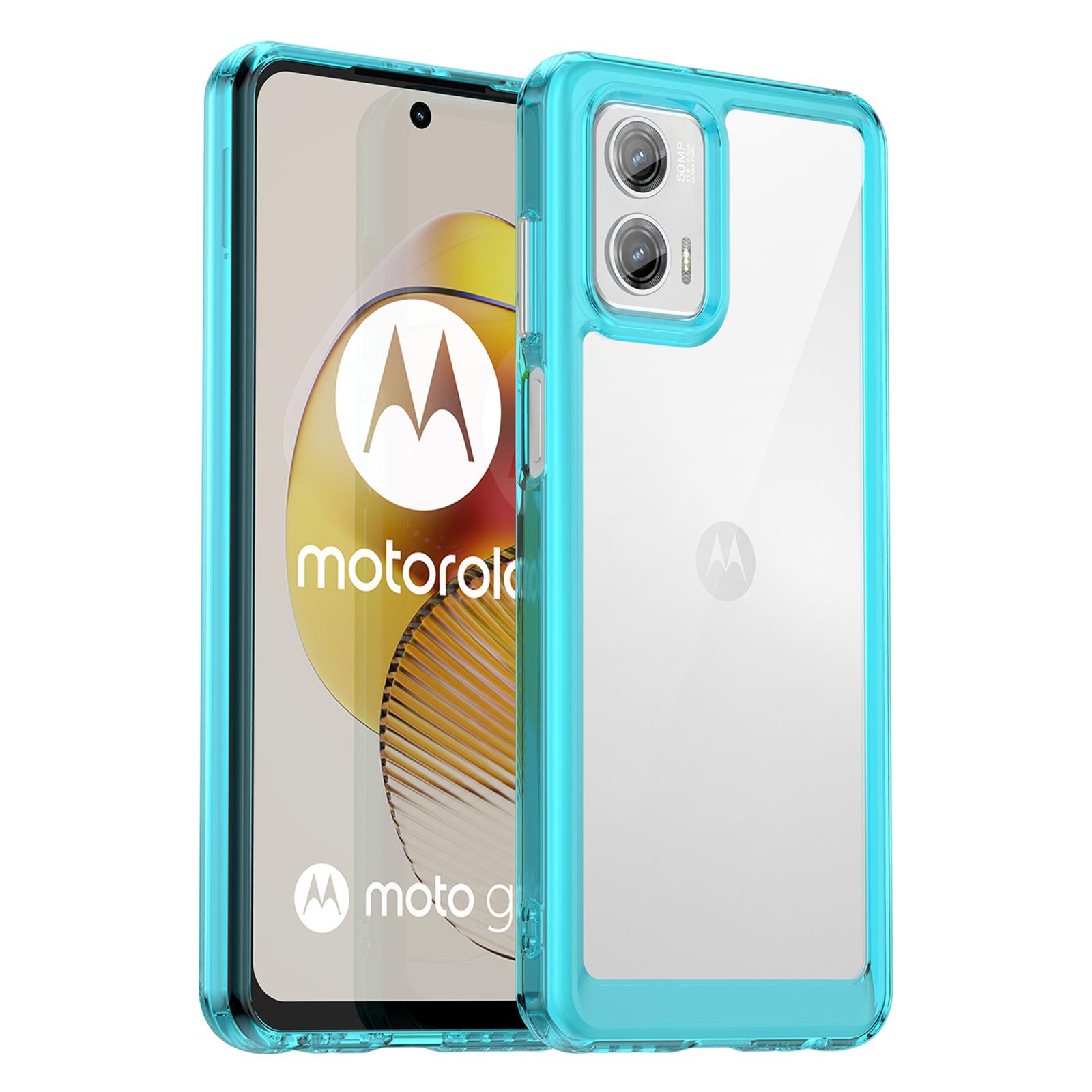 

For Motorola Moto G73 5G Shock-absorbing TPU+Acrylic Phone Case Protective Back Cover Transparent Blue