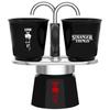 Italian Moka Pot - BIALETTI - Mini Express Set - Stranger Things Collection - With 2 Heat-sensitive Cups - Black / Red