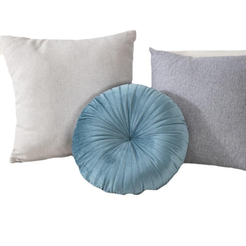 Nordic Quilted Pumpkin Throw Pillow - Solid Color Round Cushion for Living Room & Bay Window