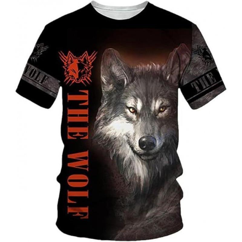 Stylish Men's Animal 3D Digital Print Cross-border Foreign Trade Hot-selling Animal Print T-shirt Export
