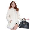 Autumn and Winter Imitation Mink Coat Women's Imitation Fur Coat Women's Medium and Long Slim Imitation Mink Hooded Fur White
