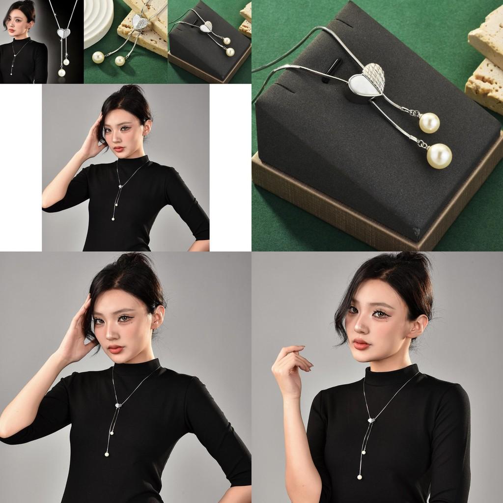 Unique Magnetic Heart Shaped Necklace With Elegant Pearl Drop For Fashionable Women