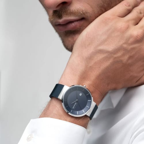 BERING Men's Analog Solar Watch, Collection Model 14639-307, Stainless Steel Strap & Sapphire Crystal, Officially Imported, 3-Year Internal Warranty