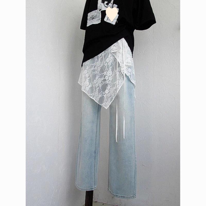 2025 Korean Style Versatile Lace Gauze Skirt with Tie-Up Design and Butt Flap