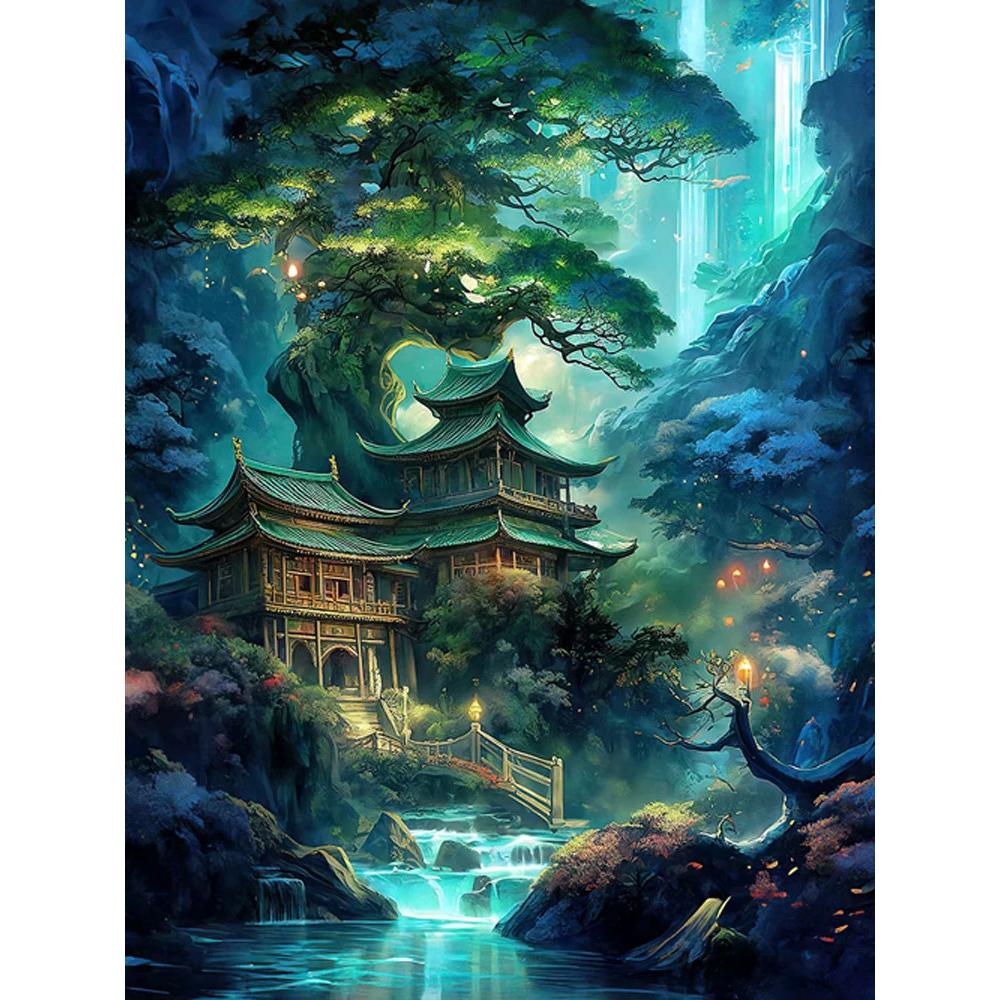 

Полная алмазная мозаика Пейзаж Водопад 5d DIY Вышивка Дом Набор для вышивания крестом Декоративные картины для дома Round 20x30cm