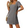 IHUASU Women's  Short Sleeve Square Neck Fashion Summer Spring Casual Dresses Elegant