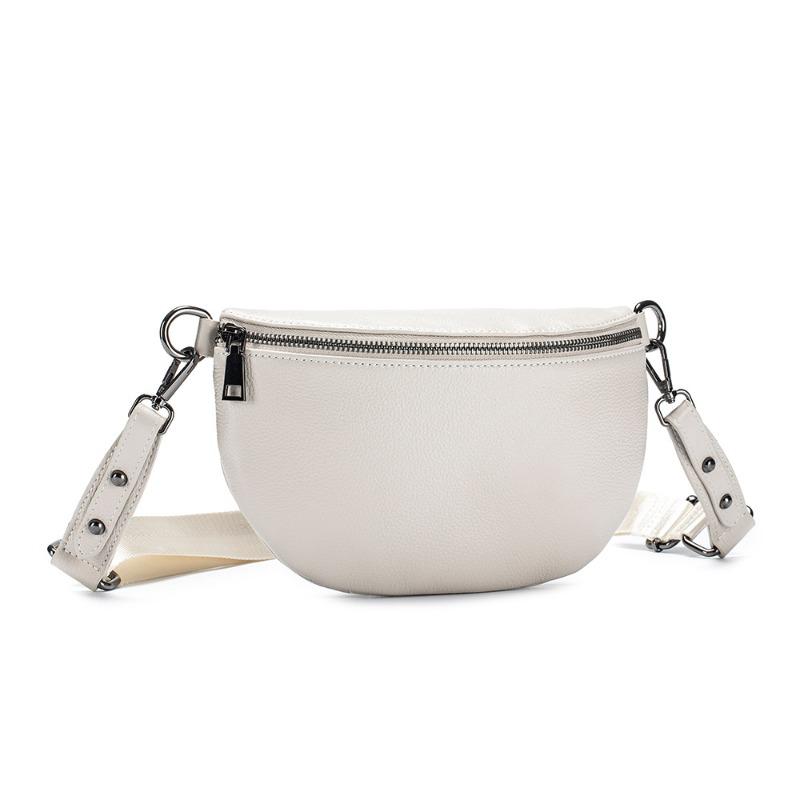 Leather Large-capacity Fanny Pack Women's Premium Messenger Bag New First-layer Cowhide Trendy Breast Bag Simple Shoulder Bag