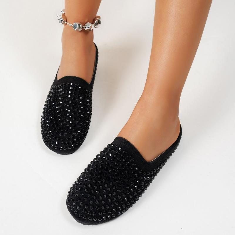 

Туфли-лодочки с круглым носком и глубоким вырезом, новые летние хрустальные туфли-баотоу, облегающие ногу, с мягкой подошвой, противоскользящие, износостойкие тапочки 43 чёрный