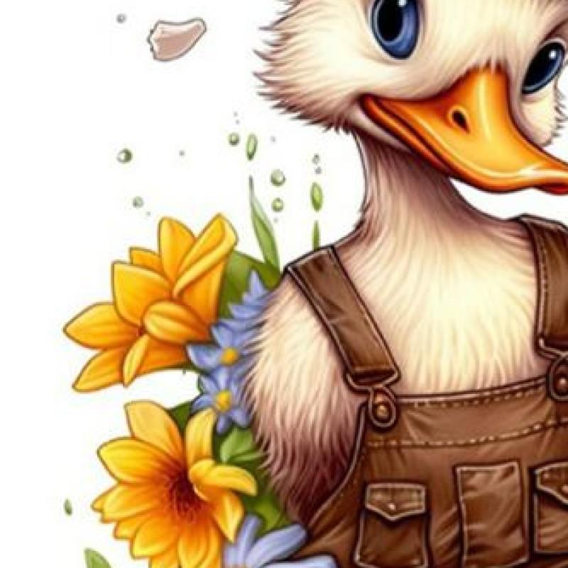 2pcs 5D DIY Full Round Drill Diamond Painting Duck In a Hat Kit Decor 30x40cm