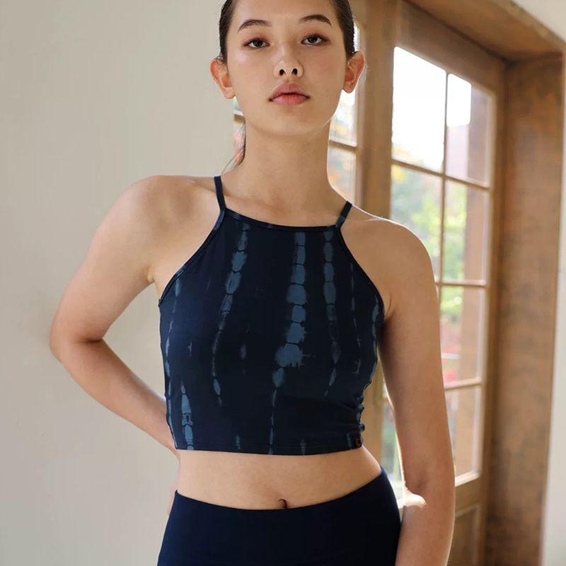 

2025 Sports Fitness Vest Female Tie-Dye Print High Elastic Quick-Drying with Chest Pad Yoga Running Dance Training Beauty Back Blue Tie Dye S70A (within 50.00kg)