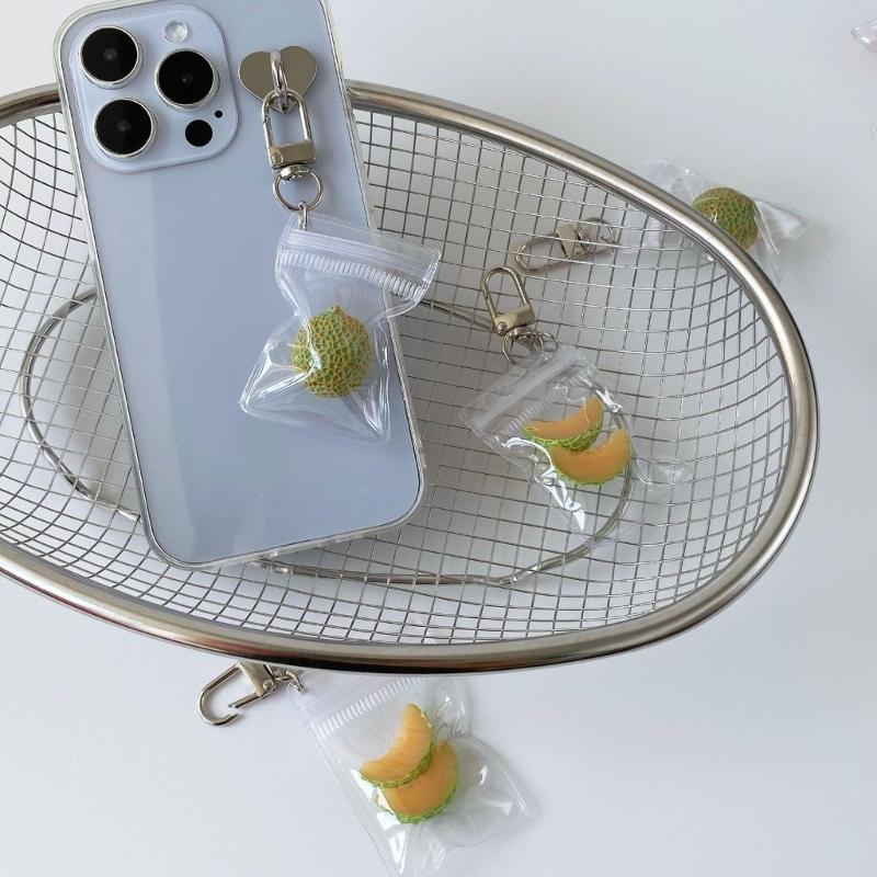 Hamimelon Handmade Keychain For Phone Keys Jewelry Accessory Fruit Pendant Keyring for Men Women Handbag Accessories