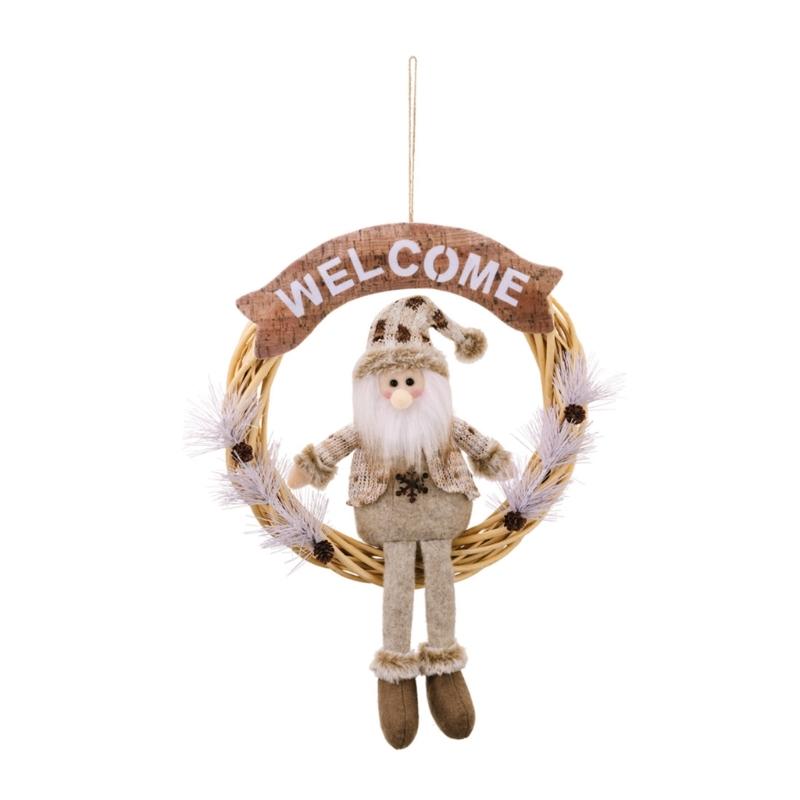 

Festival Season Wreath Hanging Pendant Santa/Snowman/Deer Figurine Hangings Christmas Decoration for Indoor Outdoor 1