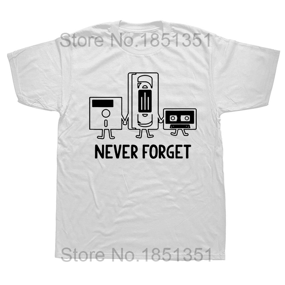 Novelty Never Forget Funny Vintage Cassette Floppy Disk VHS Tape T Shirts Graphic Streetwear Short Sleeve Birthday Gifts Tshirt S