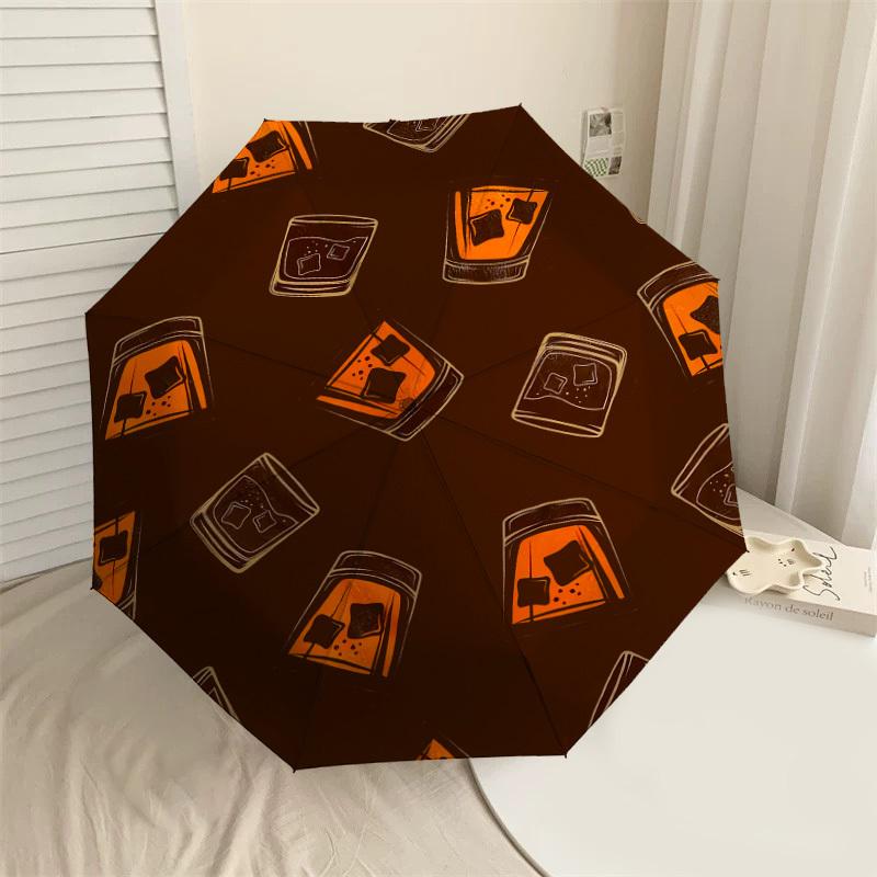 1pc Whiskey Glass Ice Pattern Umbrella Design Automatic Opening and Closing Umbrella, High-quality Travel Umbrella,  c1128067