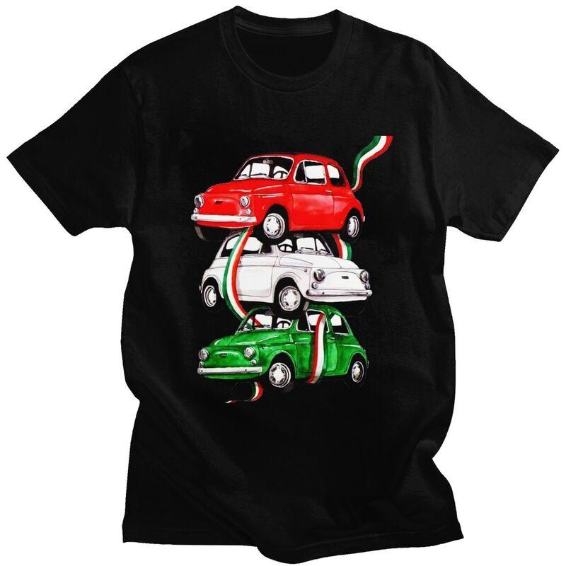 Custom Male Vintage Italy Flag Car T Shirt ShortSleeve Cotton Tshirts Tshirt Casual Italian Pride Tees Loose Fit Clothing