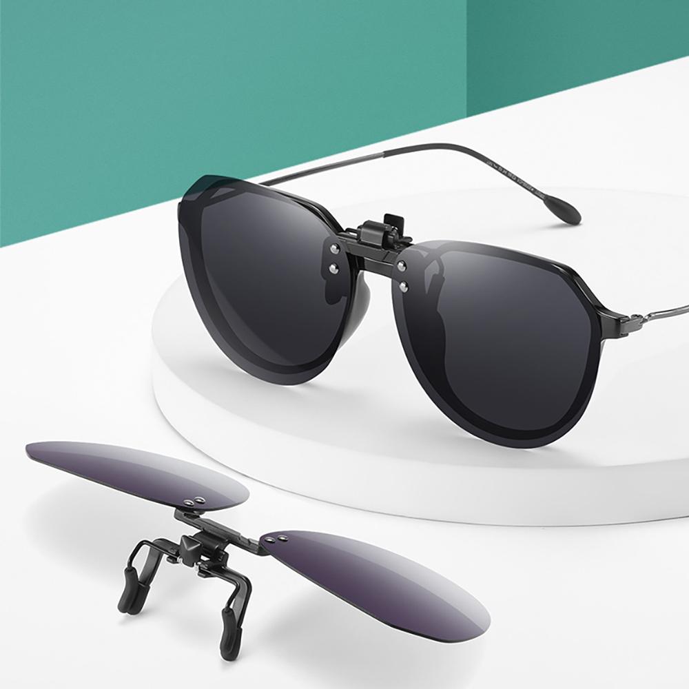 Attractive Glasses Men's Grey Vivibee Big Size Flip Up Clip On Sunglasses Polarized Gradient Lens Oversized Driving Uv400 Protection Fishing Accessory Cm