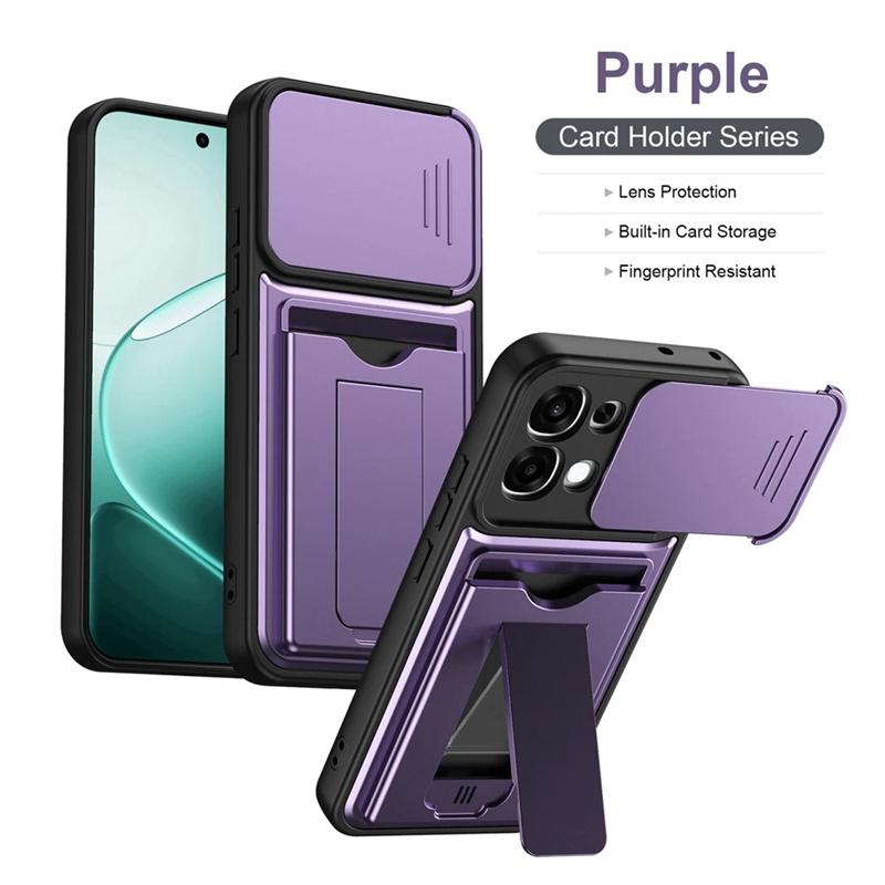 For OPPO A6 Pro A6X Case multi-layer structure, shockproof cover with bracket, card slot, lens protection