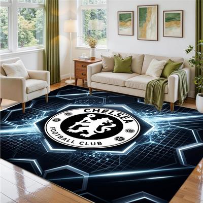 Chelsea FC Design Crystal Velvet Rug Soft Decorative Mat for Bedroom Entrance