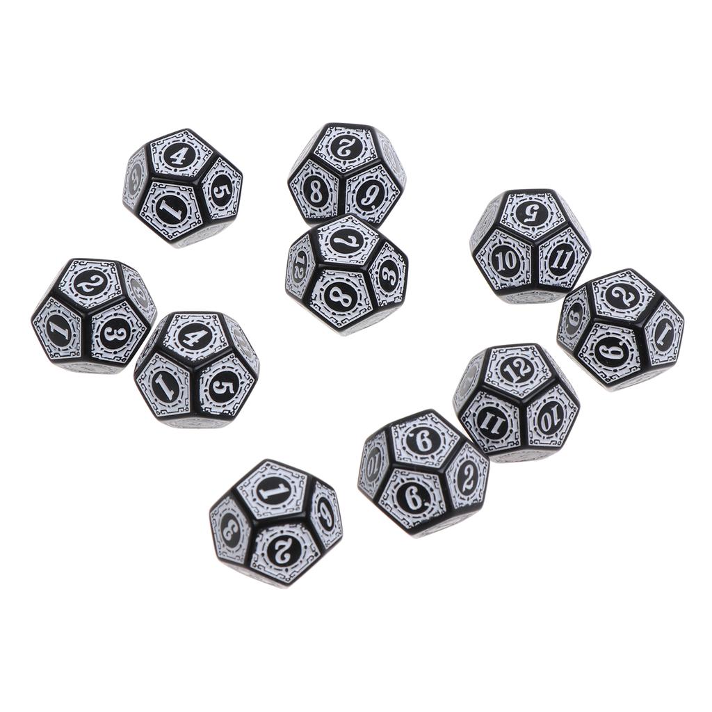 10Pcs 12 Sided Polyhedral Acrylic Table Game Dice d12 Dice for Math Dice Games Acrylic Dices Kit For Party