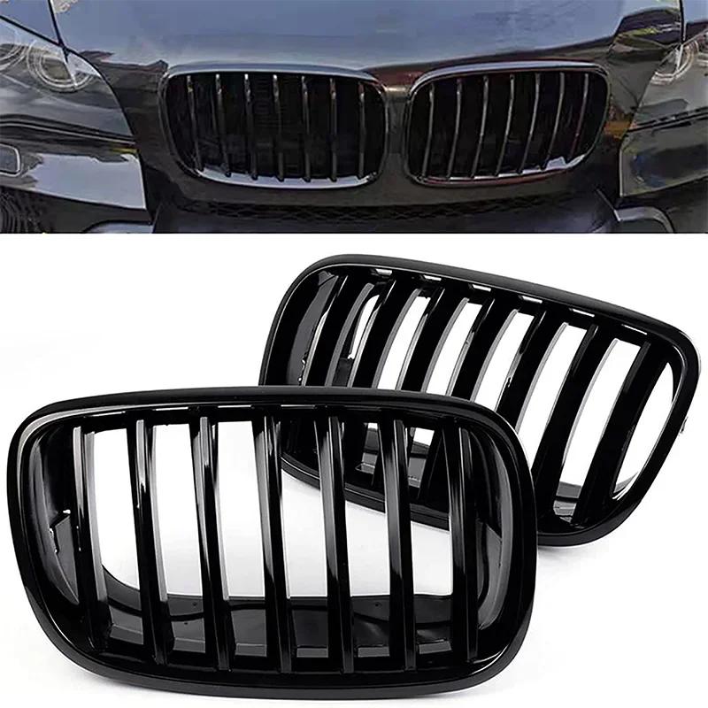 1Pair Car Front Mesh Grille with Base For BMW X5 X6 E70 E71 E72  #51137307599 51137307600