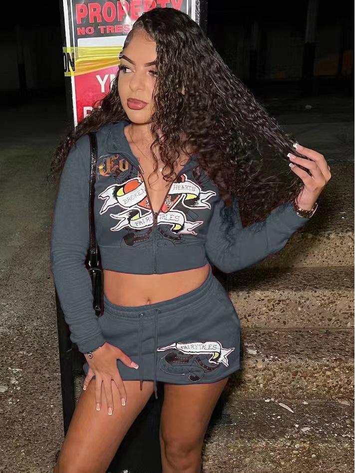 2024 Spring European & American Women's Fashion Printed Skirt Set XH901