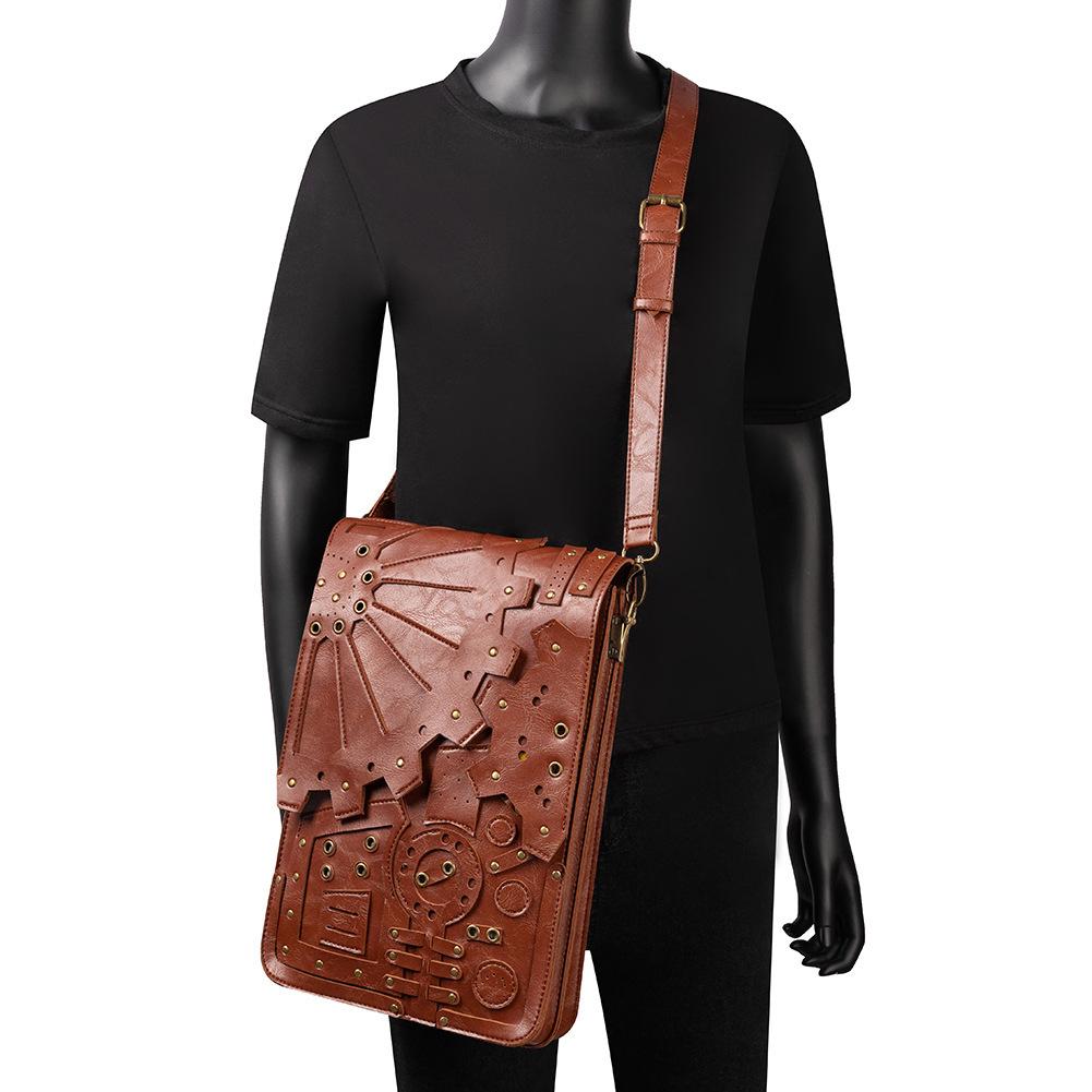 Bag Women'S Retro Style Women'S Backpack Steampunk Gear School Bag One Shoulder Crossbody