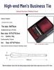 Men's Black & Wine Red Striped Plaid Tie Set with Pocket Square - Formal Wedding Gift Box