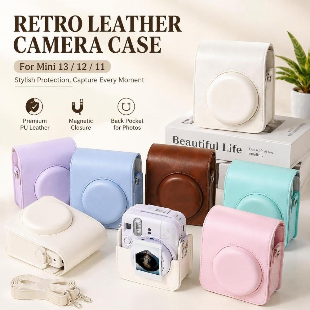 PU Leather Camera Bag Retro Camera Case for Fujifilm Instax Mini 13/12/11 Outdoor Carry