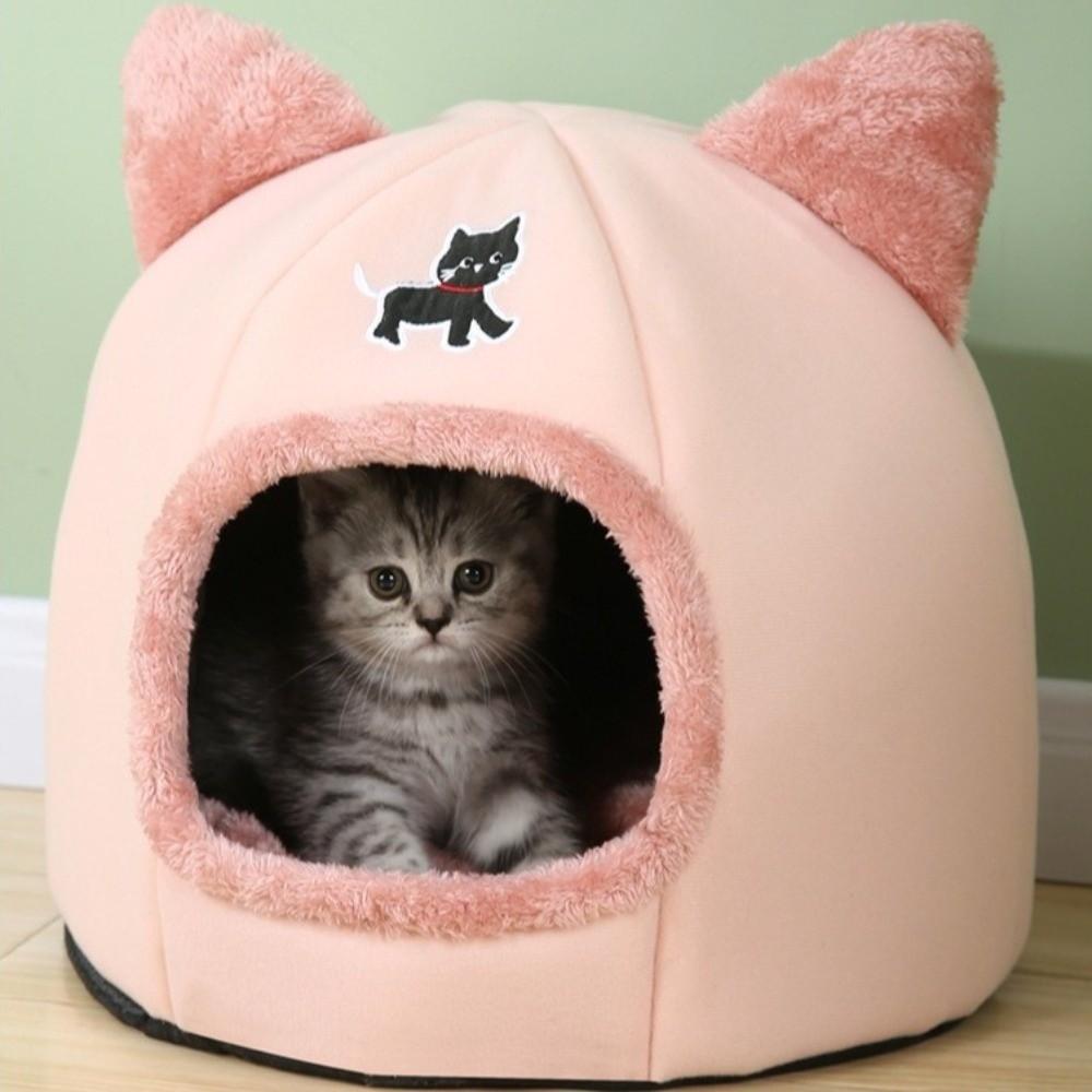 Dog Pumpkin House Semi-Closed Winter Cat Nest Cartoon Cozy Windproof Cat Cave Warm Anti-Slip Dog Kennel for Cats and Dogs