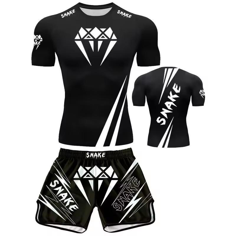 Men Women Compression Training T-Shirt Shorts