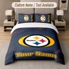 Custom Bedding Set Pittsburgh Steelers Pattern, Print Name Text 1 Duvet Cover Plus 2 Pillowcases Home Textile