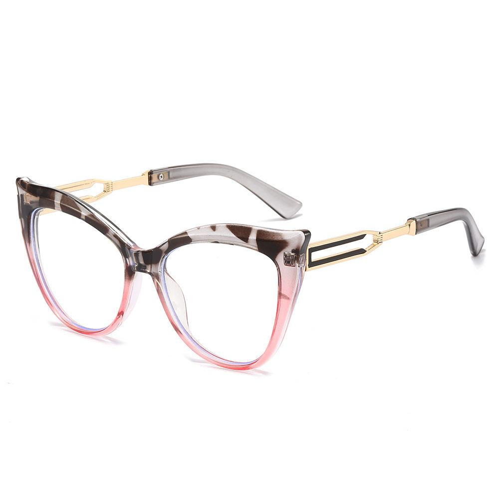 Hot-Selling Cat Eye Anti-Blue Glasses Large Frame Ins Flat Light Glasses Frame Myopia Can Be Matched With Degree Glasses Plain Face