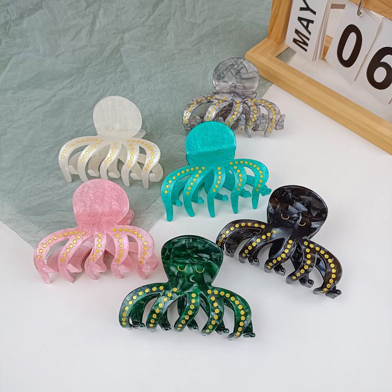 Ocean Series Acrylic Octopus Claw Hair Clip – European & American Style Updo Hairpin for Women