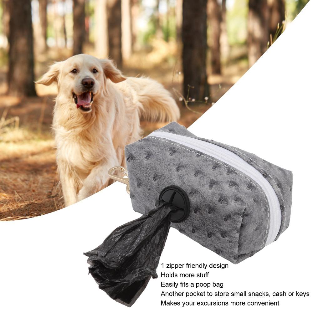 Ostrich Grain Surface Dog Poop Bag Dispenser Leash Hanging Bag  Daily Dog Walking