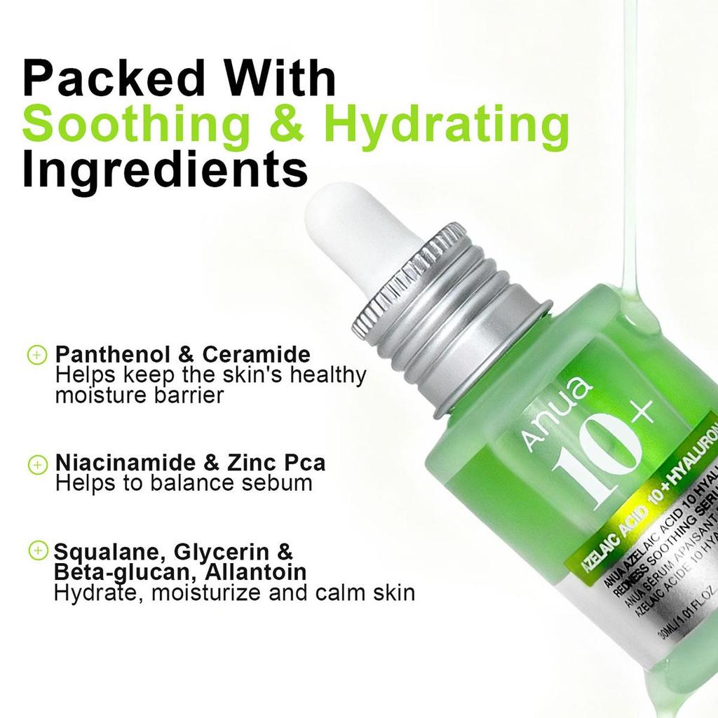 Anua AZELAIC HYALURON SOOTHING SERUM 30ML, Soothing Calming, Hydrating, Improve Texture, Non-Sticky, K-Beauty, Korean Makeup