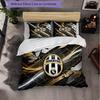 Juventus FC Pattern 3 Pieces Bedding Set Soft Microfiber Duvet Cover with Pillow Cases for Bedroom