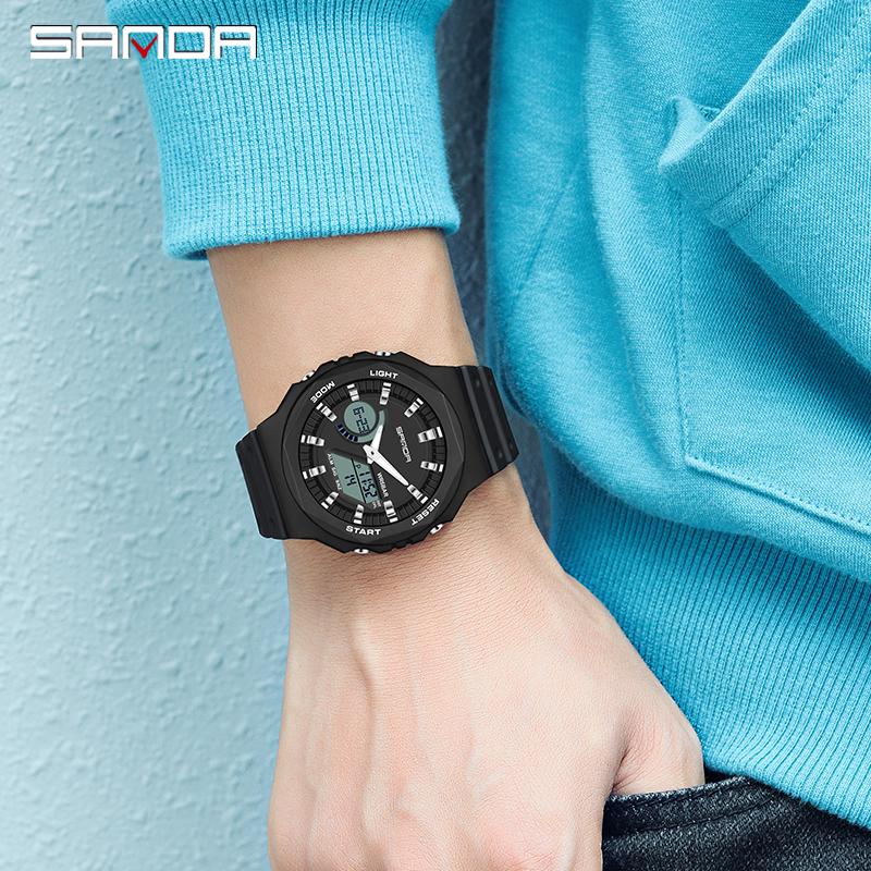 SANDA Fashion New Women Sports Watch G Waterproof Digital LED Ladies Military Electronic Army Wristwatch Clock Girl Reloj
